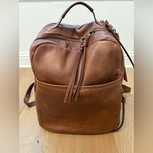 Azaria Genuine Leather La Jolie Diaper Backpack Bag Brown Luxe